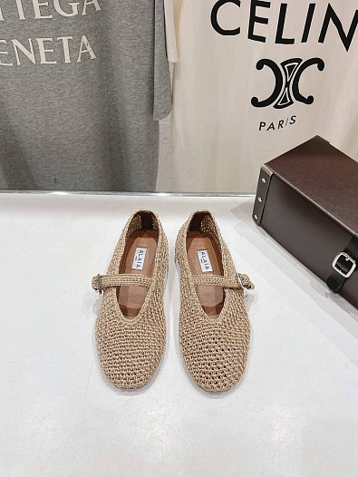 Женские плетёные балетки ALaia Premium - Beige   