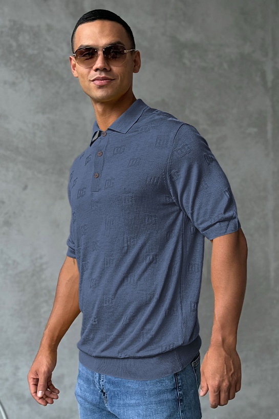 Мужское поло Dolce & Gabbana monogram all-over - Indigo