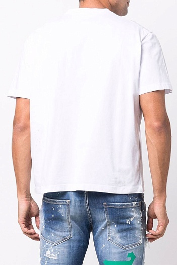 Белая мужская футболка Dsquared2 maple leaf-print   