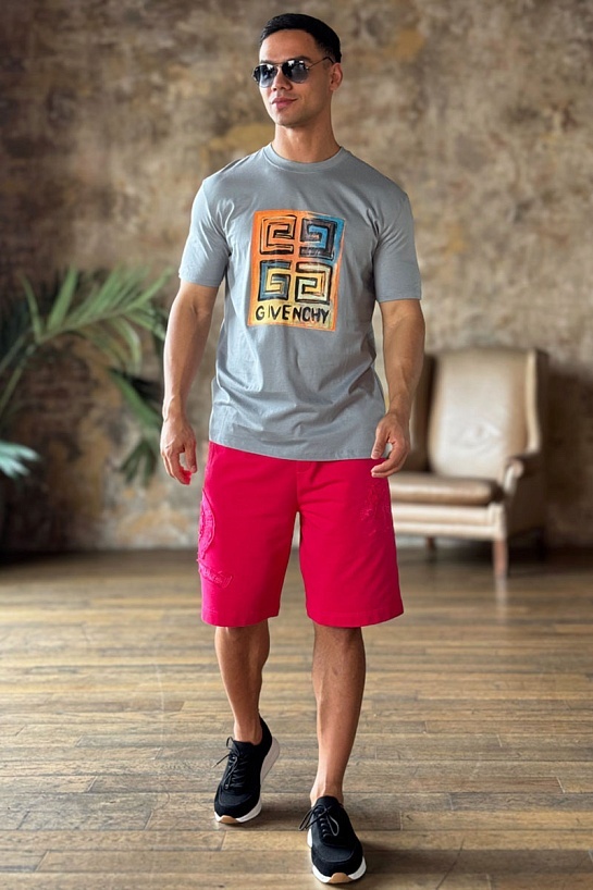 Мужская серая футболка Givenchy 4G logo print