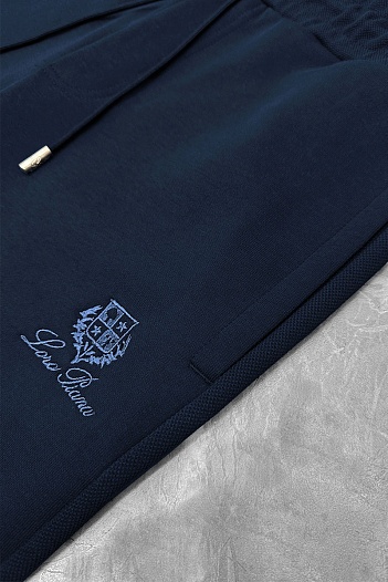 Спортивные штаны Loro Piana logo-embroidered - Navy   