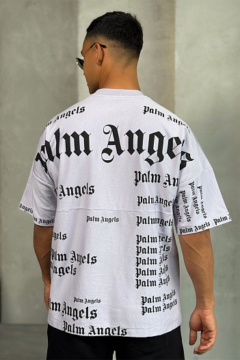 Светло-фиолетовая оверсайз футболка Palm Angels Ultra Logo   