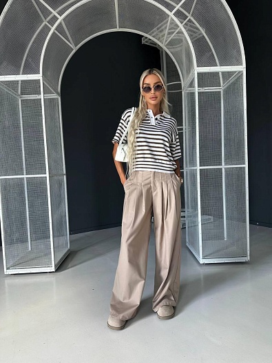 Женские брюки плаццо Dior бежевого цвета   