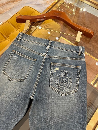 Мужские синие джинсы Dolce & Gabbana slim fit Premium   