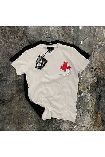 Белая мужская футболка Dsquared2 maple leaf-print   