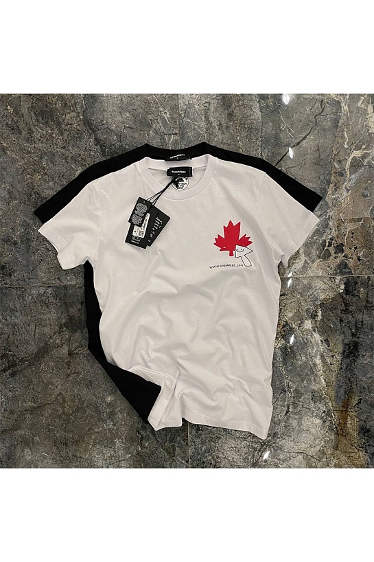 Белая мужская футболка Dsquared2 maple leaf-print