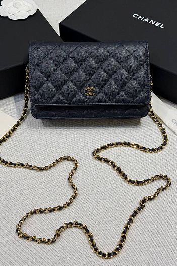 Кожаная сумка Chanel Wallet on Chain premium 19x12x4 см   
