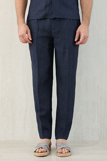 Льняные брюки Brunello Cucinelli Premium - Navy   