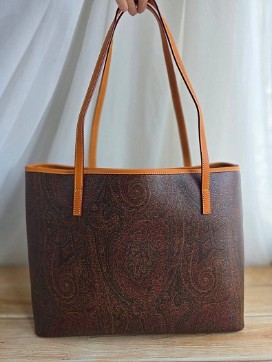 Кожаная сумка Etro с узором пейсли 36x26 см   