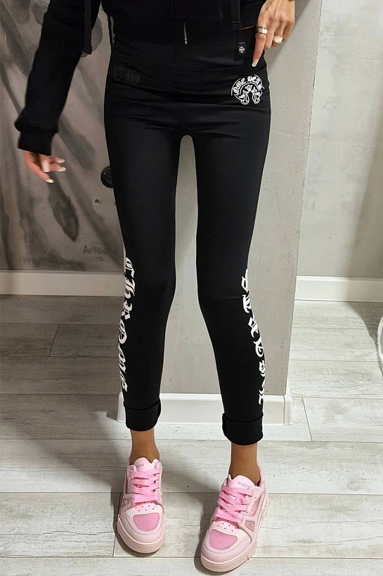 Женские черные леггинсы Chrome Hearts premium
