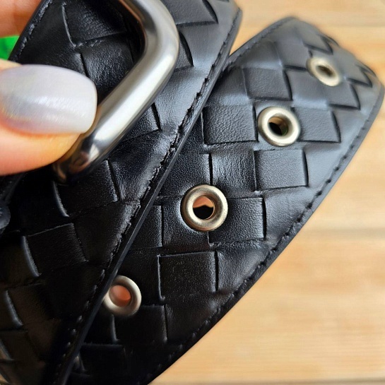 Кожаный чёрный ремень Bottega Veneta - длина 100 / 105 см