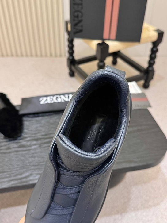 Кроссовки с мехом Ermenegildo Zegna Triple Stitch high-top