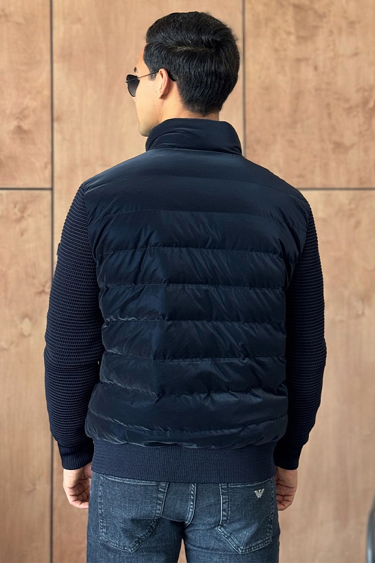 Куртка с вязаными рукавами Prada Linea Rossa - Navy