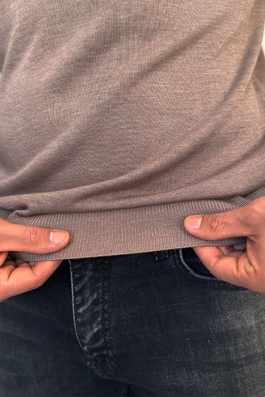 Бежевое поло с длинным рукавом Stefano Ricci zip-up