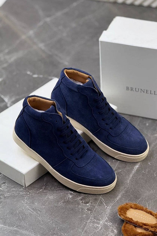 Замшевые кроссовки с меховой стелькой Brunello Cucinelli