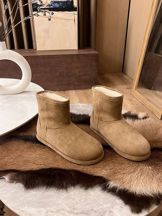 Женские ботинки с мехом Balenciaga Alaska premium - Beige