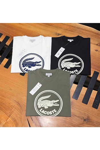 Мужская белая футболка Lacoste logo-print   