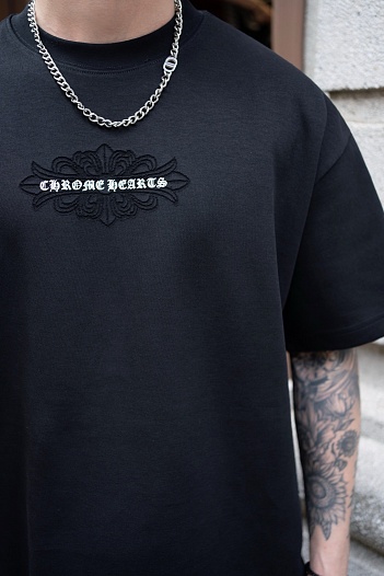 Чёрная оверсайз футболка Chrome Hearts Premium   