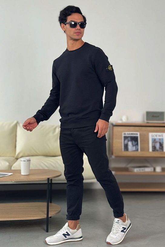 Мужской свитшот Stone Island чёрного цвета Compass-patch