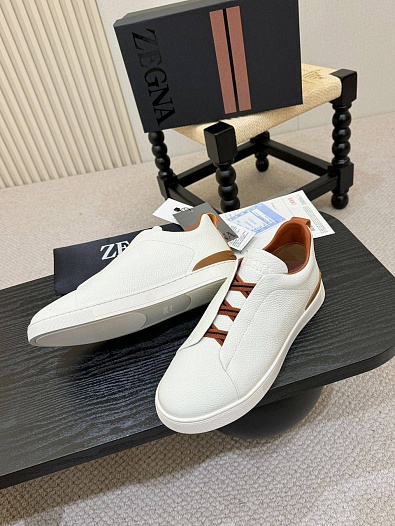 Кожаные кроссовки Ermenegildo Zegna Triple Stitch - White   