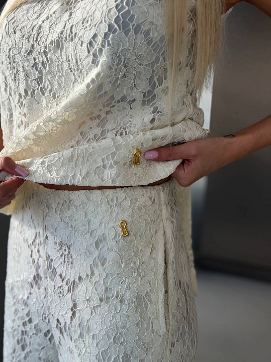 Женский кружевной костюм белого цвета Schiaparelli premium