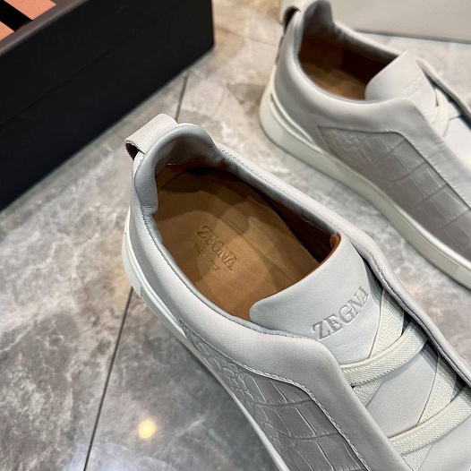 Мужские кроссовки Ermenegildo Zegna Triple Stitch Alligator - Grey   