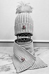 Комплект из шапки и шарфа светло-серого цвета Moncler logo-patch