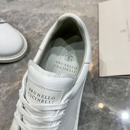 Мужские кроссовки Brunello Cucinelli grain leather - White