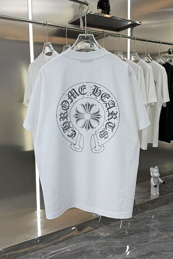 Белая оверсайз футболка Chrome Hearts Premium   