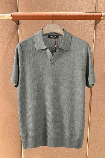 Мужское поло цвета хаки Loro Piana premium   