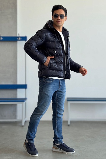 Мужской тёмно-синий пуховик Moncler Pavin   