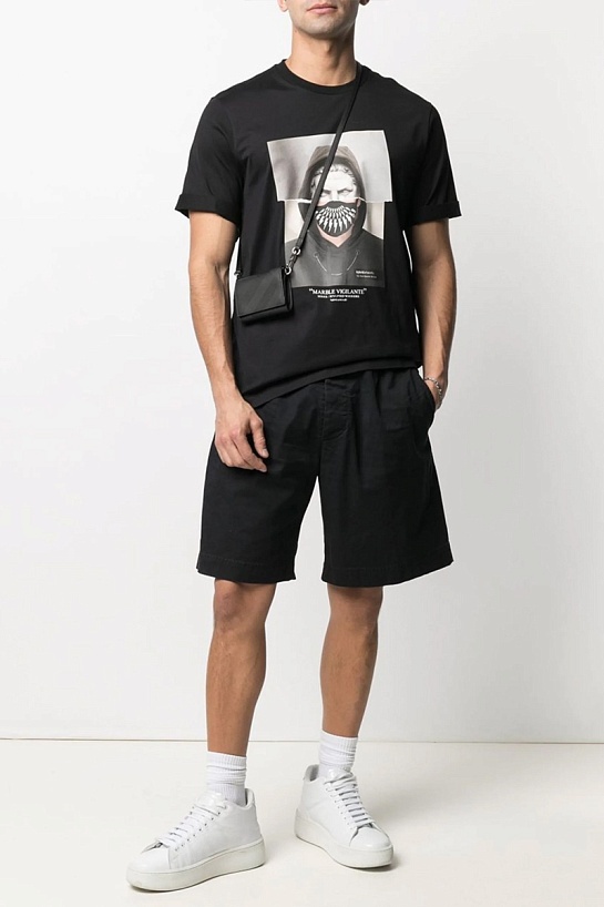 Чёрная оверсайз футболка Neil Barrett Marble Vigilante