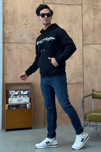 Мужское чёрное худи Givenchy Barbed Wire Flocked   