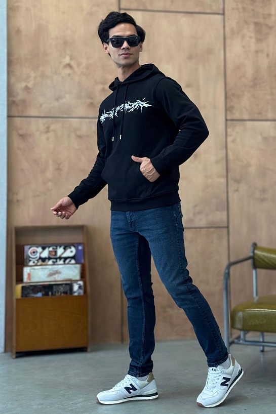 Мужское чёрное худи Givenchy Barbed Wire Flocked