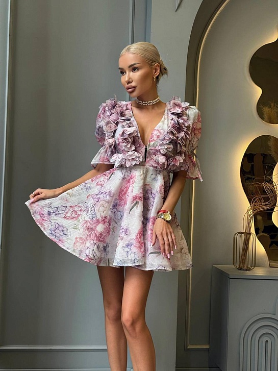 Женское платье Zimmermann flower print - Pink