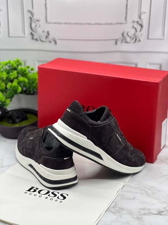 Мужские замшевые кроссовки Hugo Boss - Brown