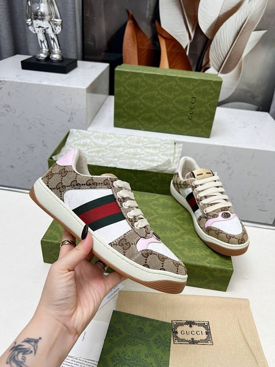Женские комбинированные кроссовки Gucci GG Screener Premium