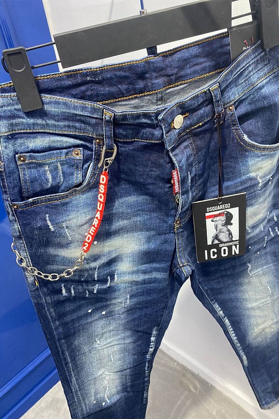 Мужские синие джинсы Dsquared2 x Ibrahimovic "ICON"