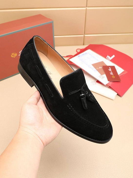 Замшевые лоферы Loro Piana tassel - Black