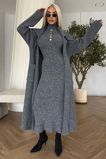 Женский костюм двойка Schiaparelli Premium - Grey   