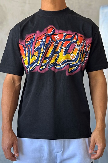 Брендовая мужская футболка Louis Vuitton graffiti print - Black   
