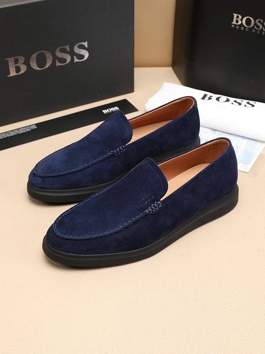 Замшевые лоферы Hugo Boss embossed logo - Navy