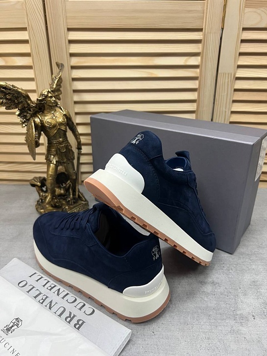 Замшевые кроссовки Brunello Cucinelli синего цвета