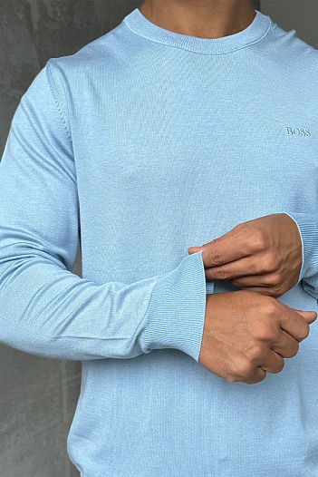 Джемпер голубого цвета Hugo Boss logo-embroidered   