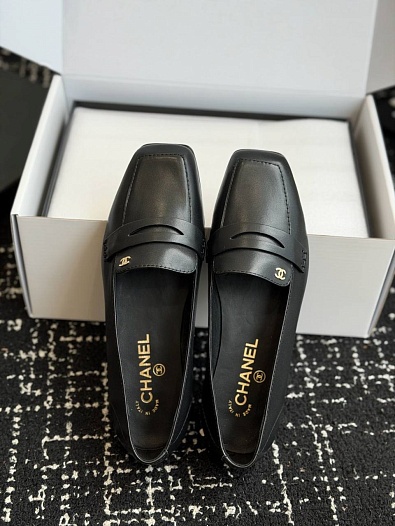 Женские кожаные лоферы Chanel premium   