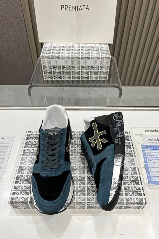 Замшевые кроссовки Premiata Mick - Black / Blue