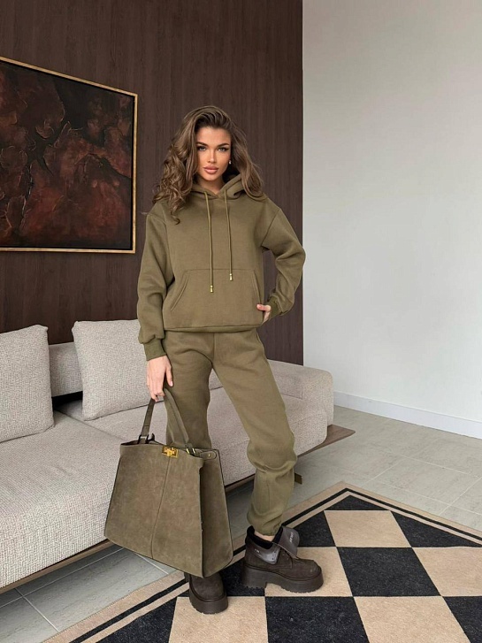 Женский костюм тройка на флисе Schiaparelli premium - Green