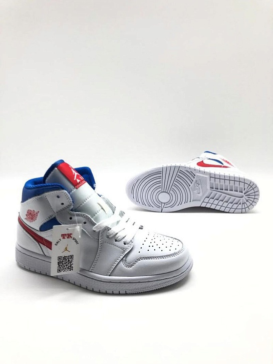 Женские кроссовки Nike Dunk High - White / Blue / Red
