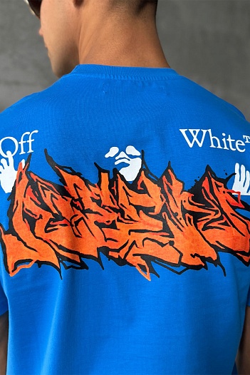 Синяя оверсайз футболка Off-White logo-print   