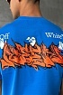 Синяя оверсайз футболка Off-White logo-print